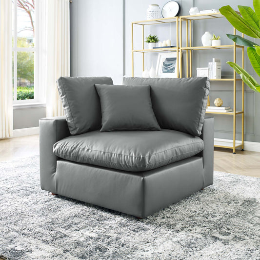 Angelic Cloudblend Eco-Leather Corner Chair | Modular Sectional Component, Gray