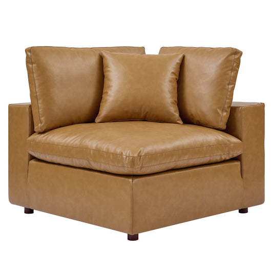 Angelic Cloudblend Eco-Leather Corner Chair | Modular Sectional Component, Tan