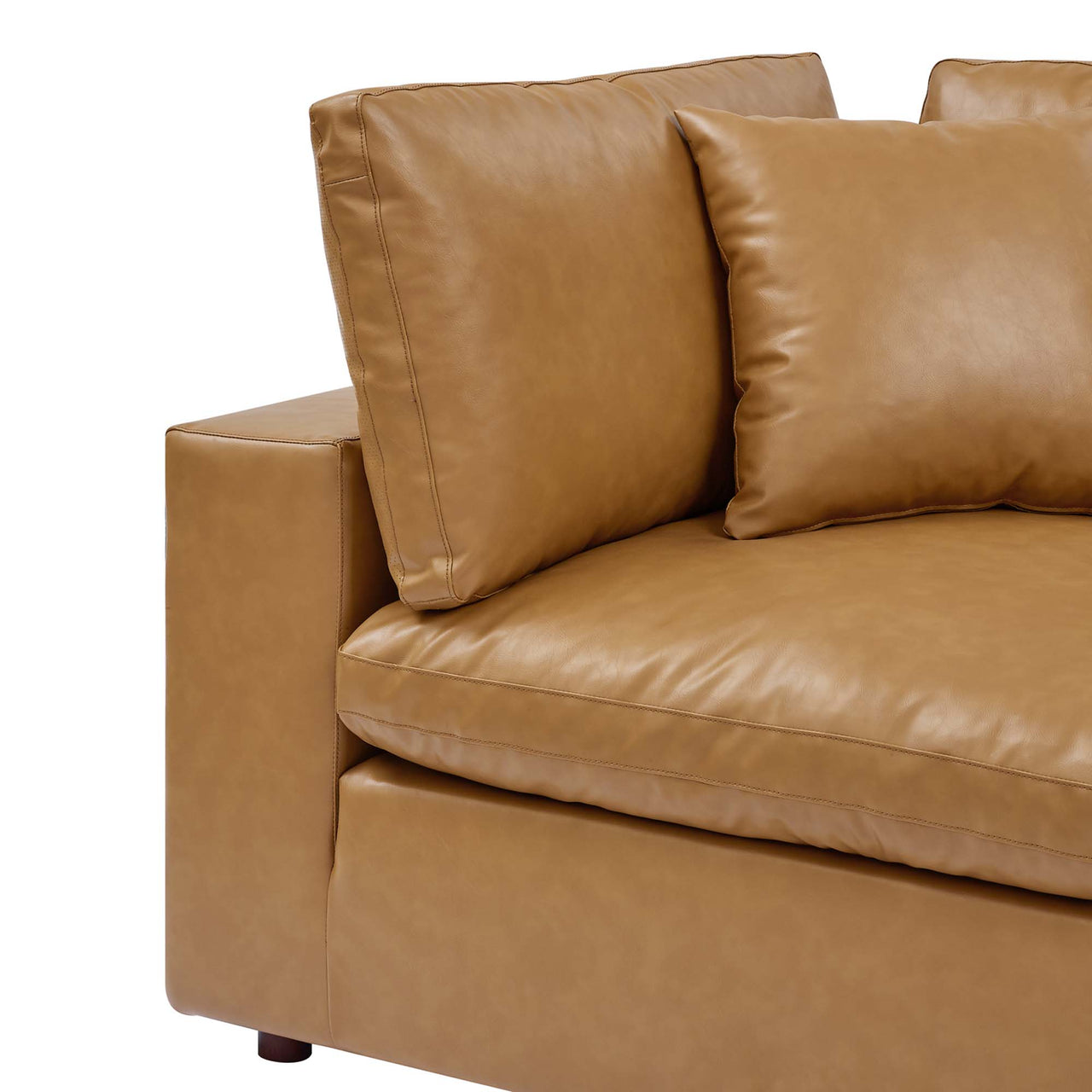 Angelic Cloudblend Eco-Leather Corner Chair | Modular Sectional Component, Tan