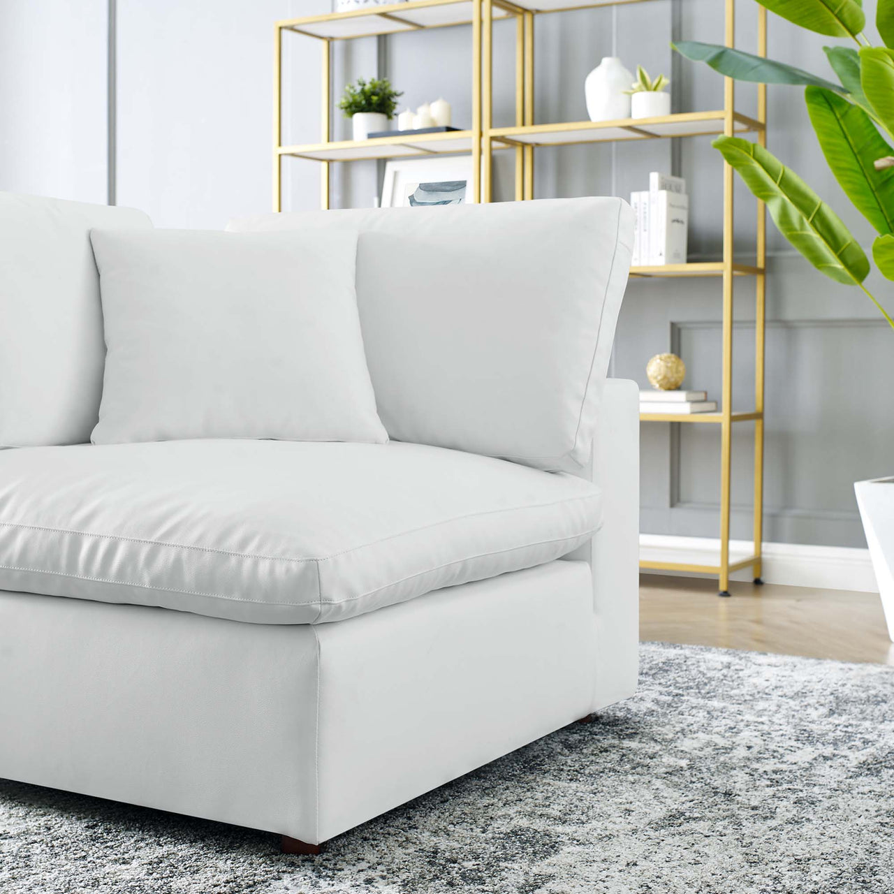 Angelic Cloudblend Eco-Leather Corner Chair | Modular Sectional Component, White