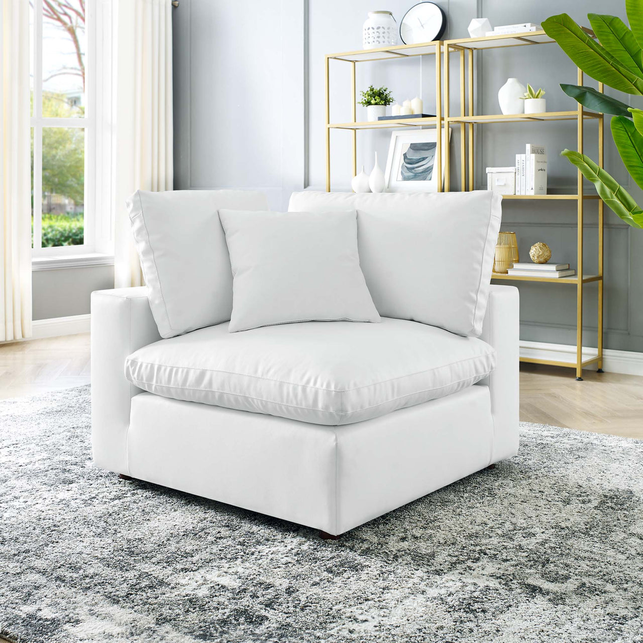 Angelic Cloudblend Eco-Leather Corner Chair | Modular Sectional Component, White