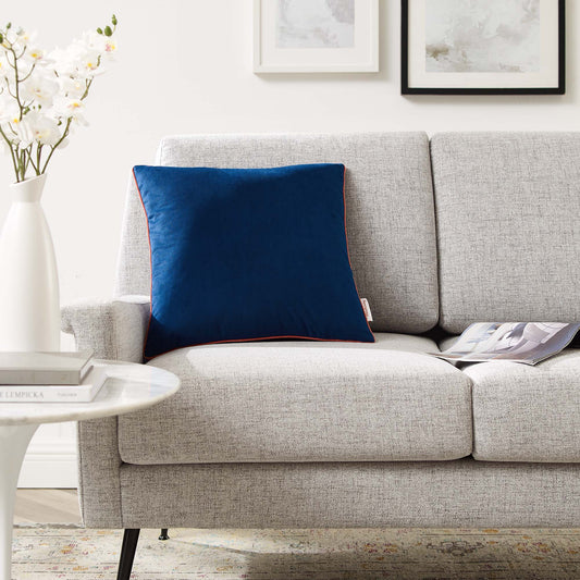 Dual Tone Velvet Accent Pillow, Navy & Blossom