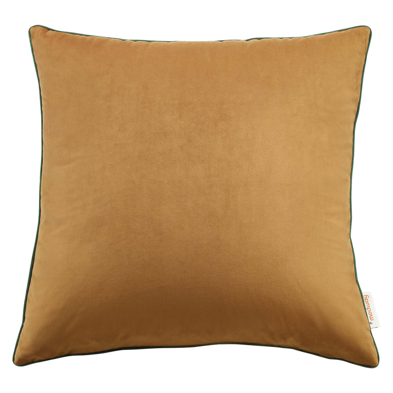 Dual Tone Velvet Accent Pillow, Cognac & Green
