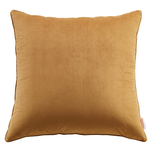 Enhance 24" Performance Velvet Throw Pillow, Cognac