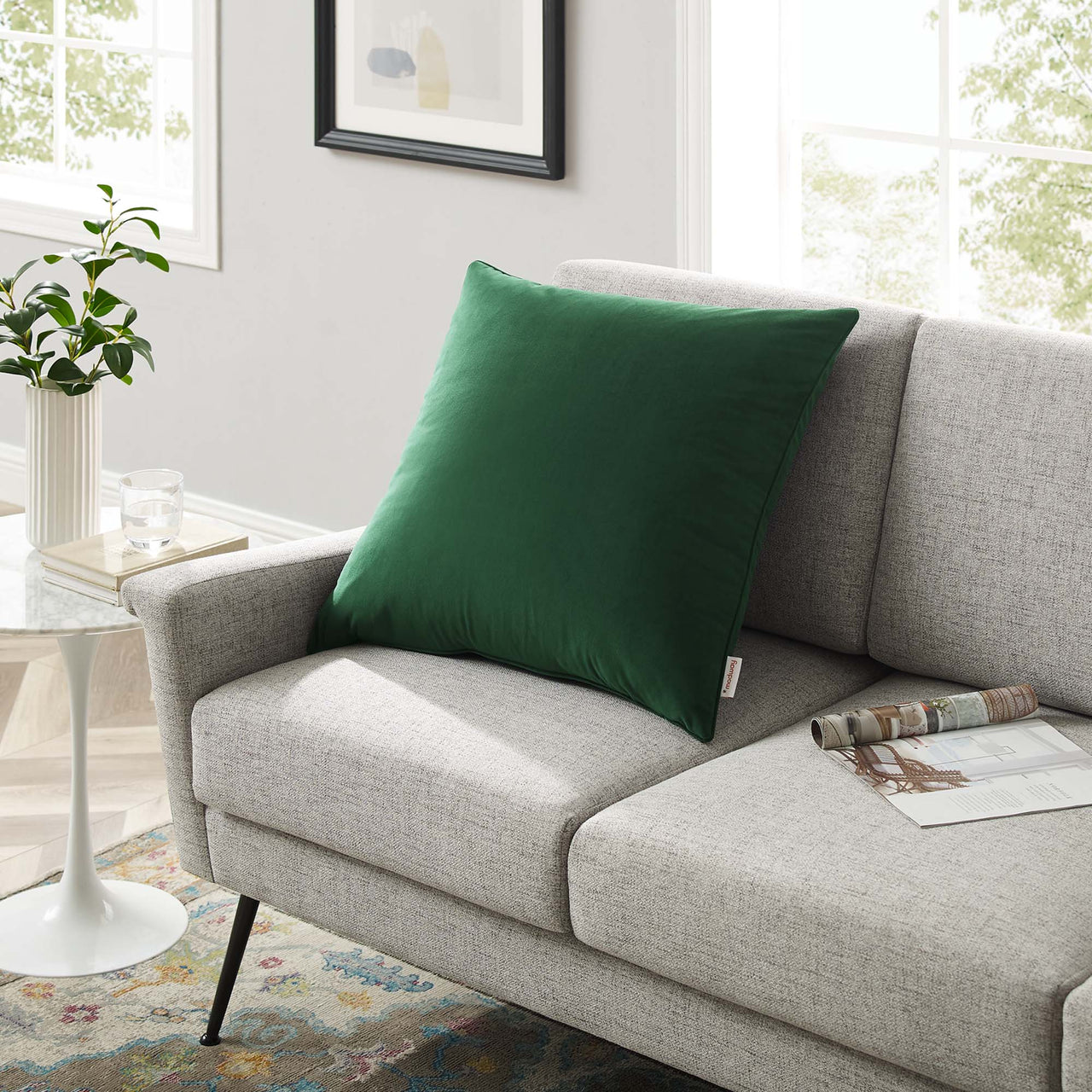 Velisse Luxe Velvet Throw Pillow, Large, Green