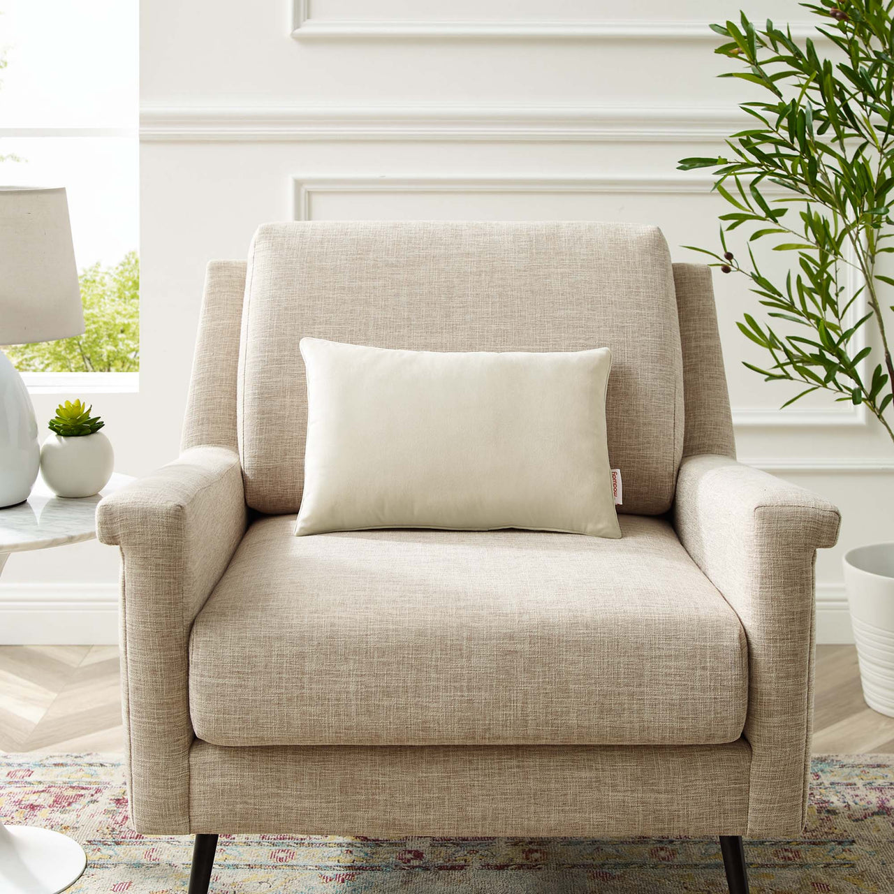Velisse Luxe Velvet Contour Throw Pillow, Small, Ivory