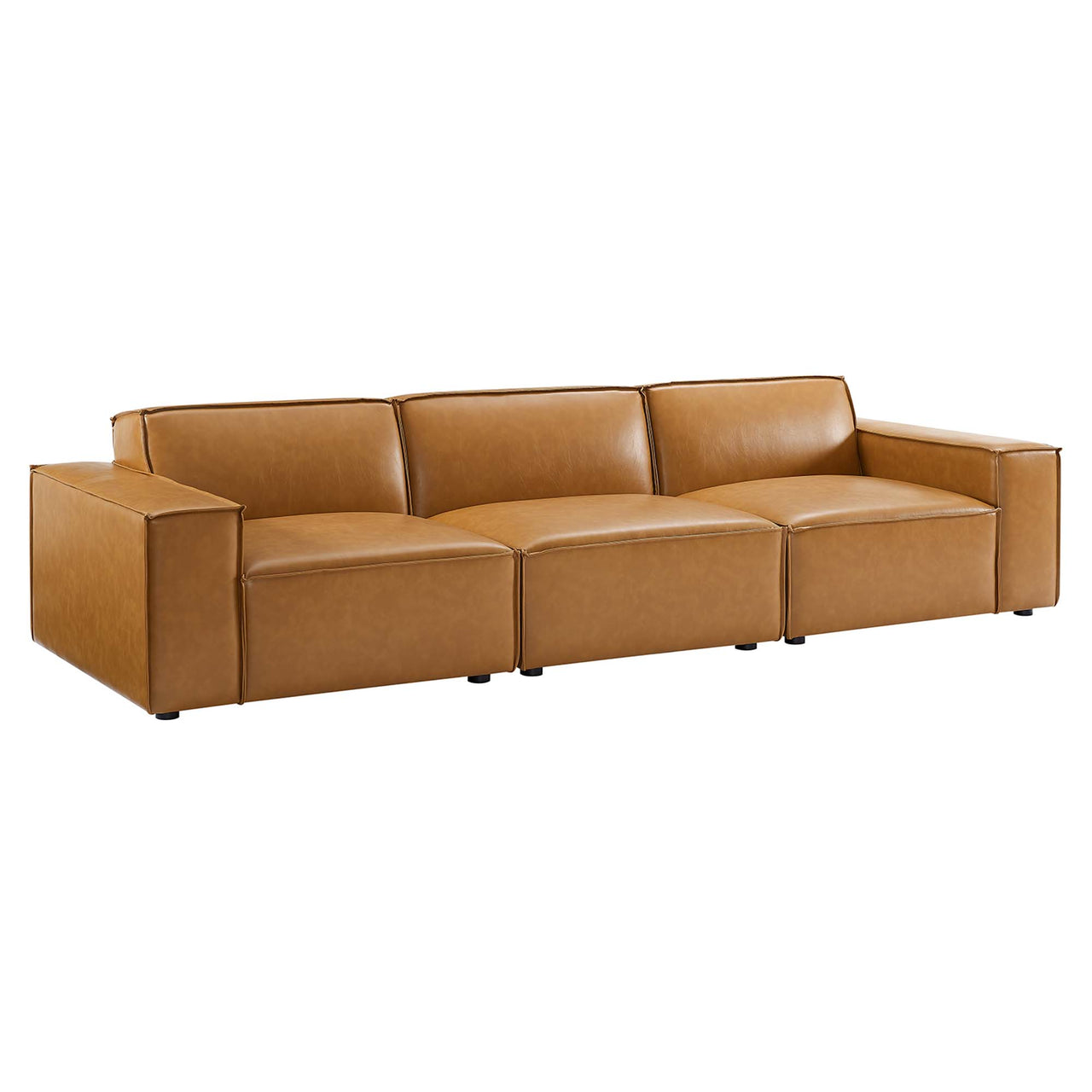 Phoenix 3-Piece Modular Eco-Leather Sofa Sectional, Tan