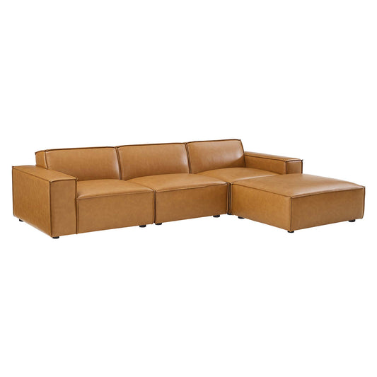 Phoenix 4-Piece Modular Eco-Leather L-Shaped Sectional, Tan
