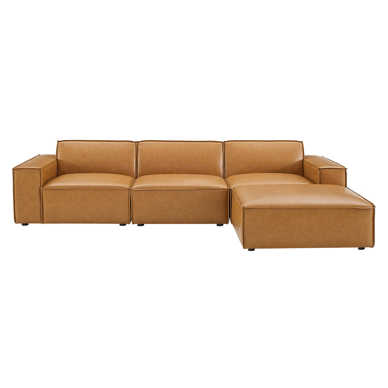 Phoenix 4-Piece Modular Eco-Leather L-Shaped Sectional, Tan
