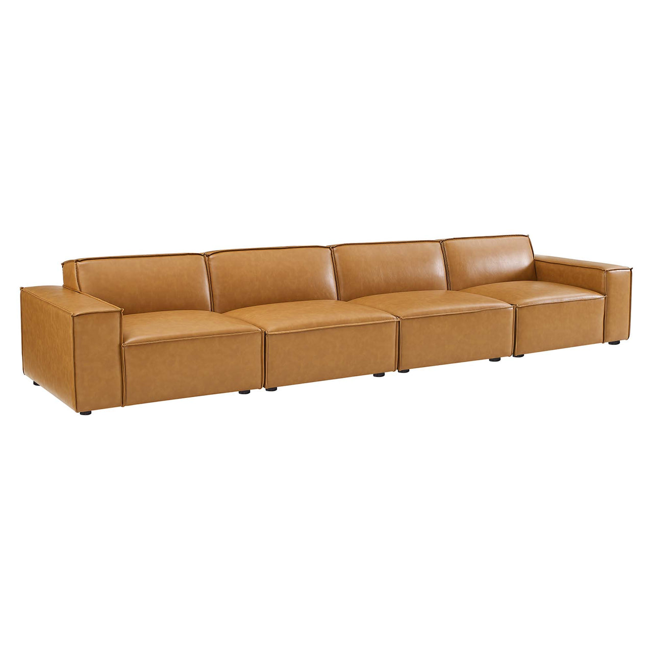 Phoenix 4-Piece Modular Eco-Leather Sofa Sectional, Tan