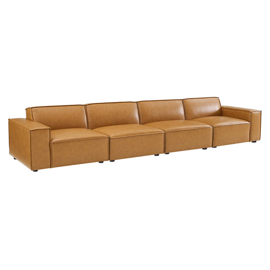 Phoenix 4-Piece Modular Eco-Leather Sofa Sectional, Tan