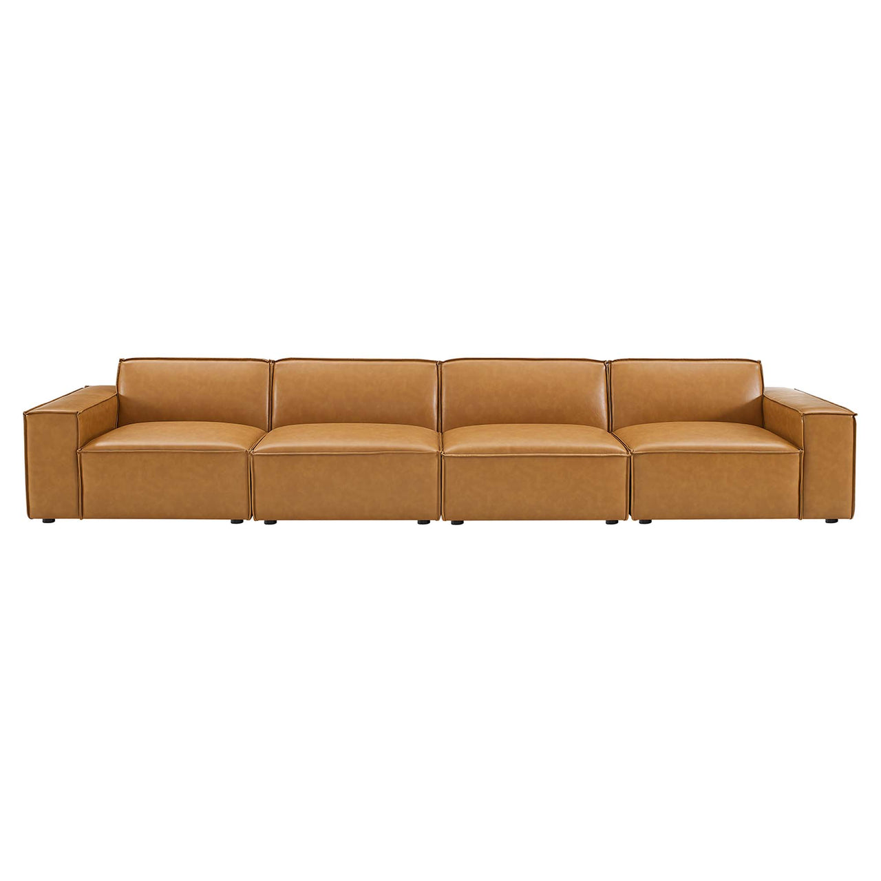 Phoenix 4-Piece Modular Eco-Leather Sofa Sectional, Tan