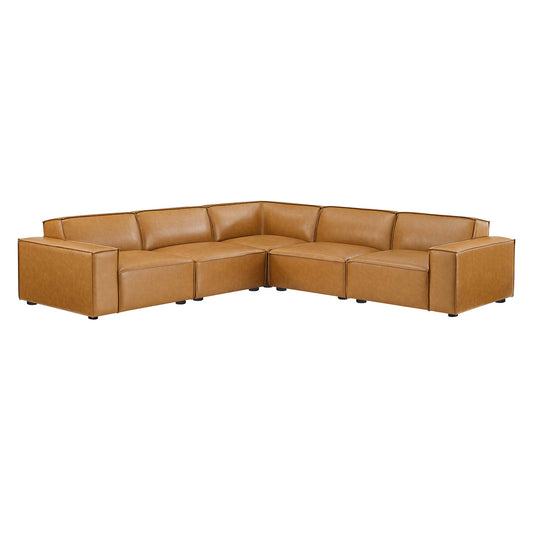 Phoenix 5-Piece Modular Eco-Leather Corner Sectional, Tan