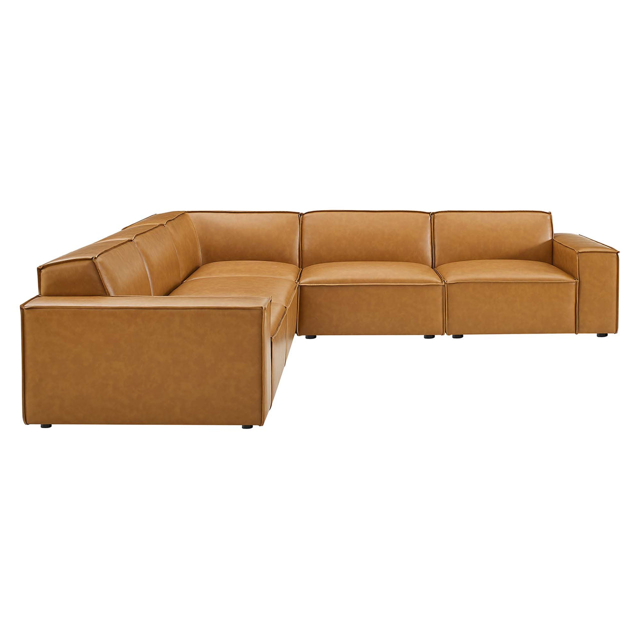 Phoenix 5-Piece Modular Eco-Leather Corner Sectional, Tan