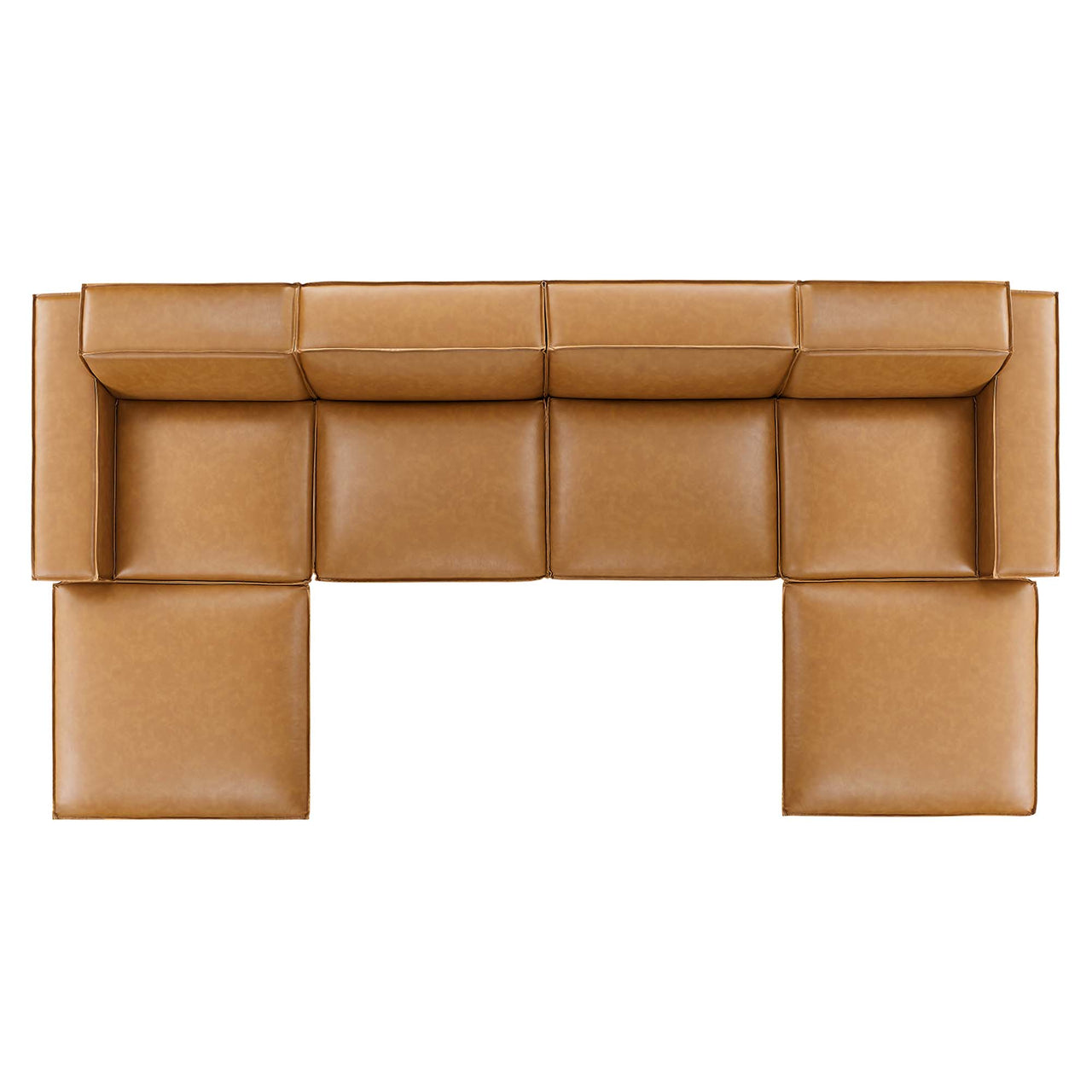 Phoenix 6-Piece Modular Eco-Leather U-Shaped Sectional, Tan