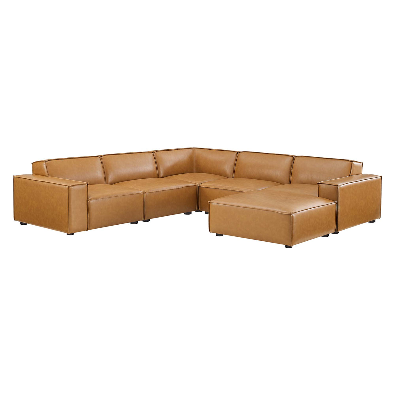 Phoenix 6-Piece Modular Eco-Leather Sectional, Tan