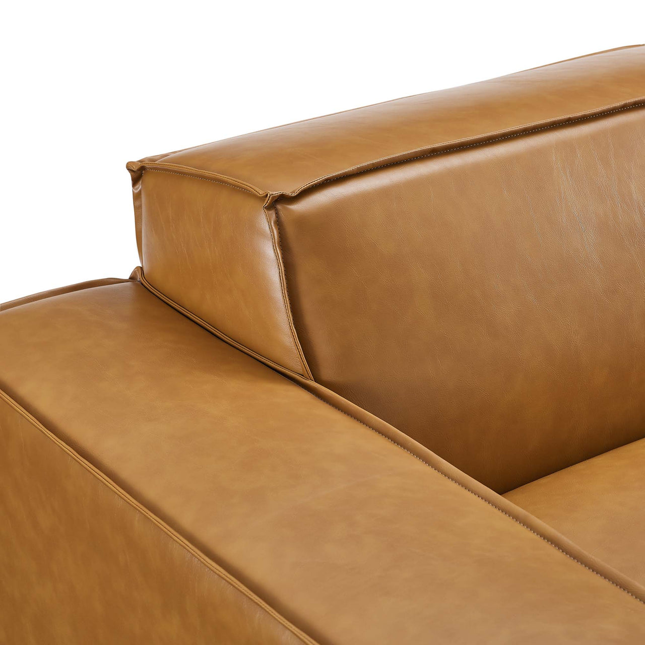 Phoenix 6-Piece Modular Eco-Leather L-Shaped Corner Sectional, Tan