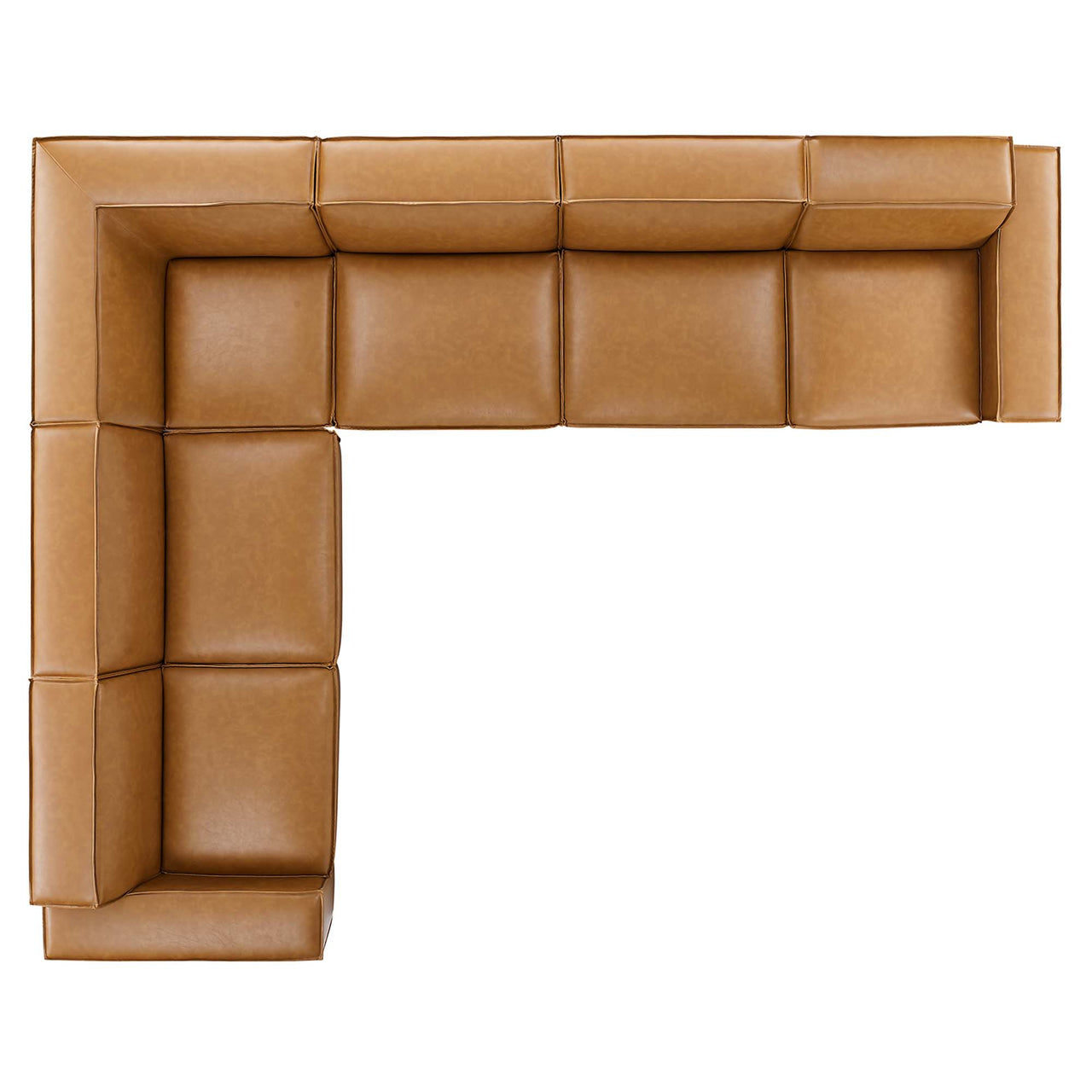 Phoenix 6-Piece Modular Eco-Leather L-Shaped Corner Sectional, Tan