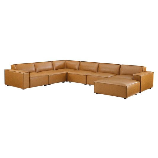 Phoenix 7-Piece Modular Eco-Leather Sectional, Tan