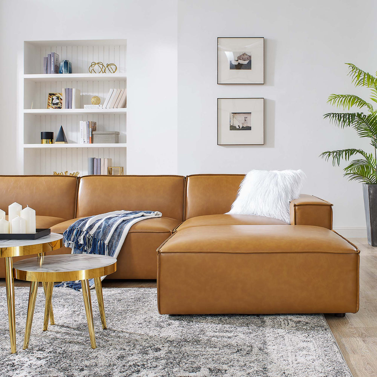 Phoenix 7-Piece Modular Eco-Leather Sectional, Tan