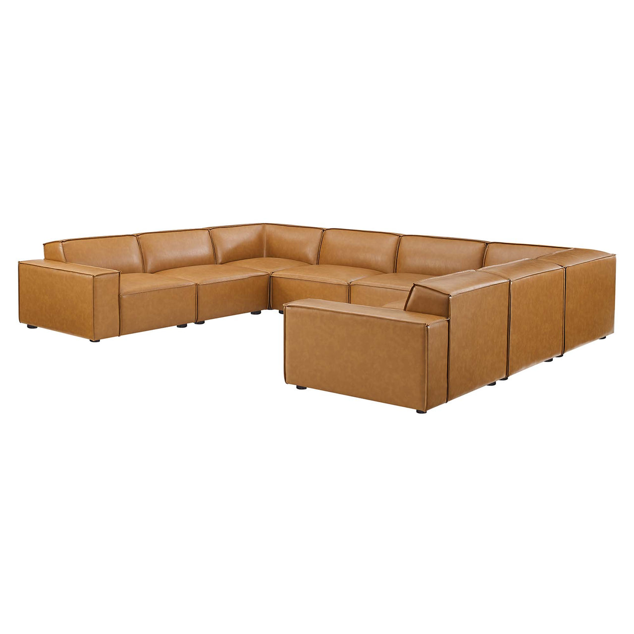 Phoenix 8-Piece Modular Eco-Leather U-Shaped Sectional, Tan