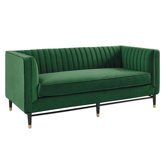 Delyra Upholstered Velvet Loveseat, Emerald