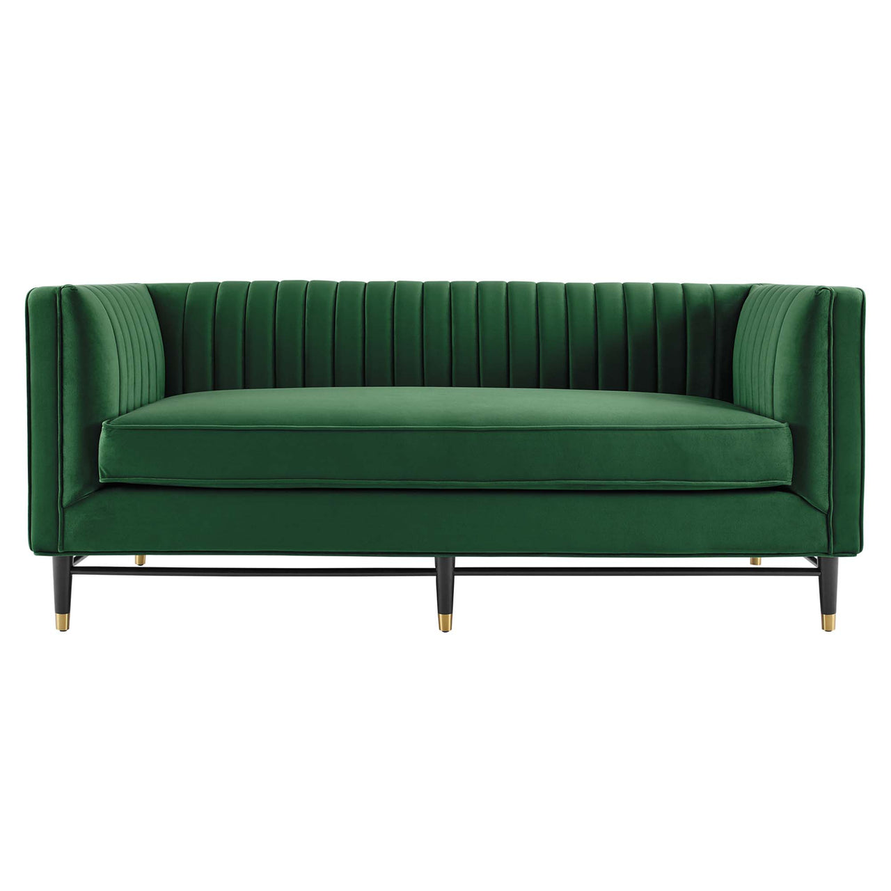 Delyra Upholstered Velvet Loveseat, Emerald