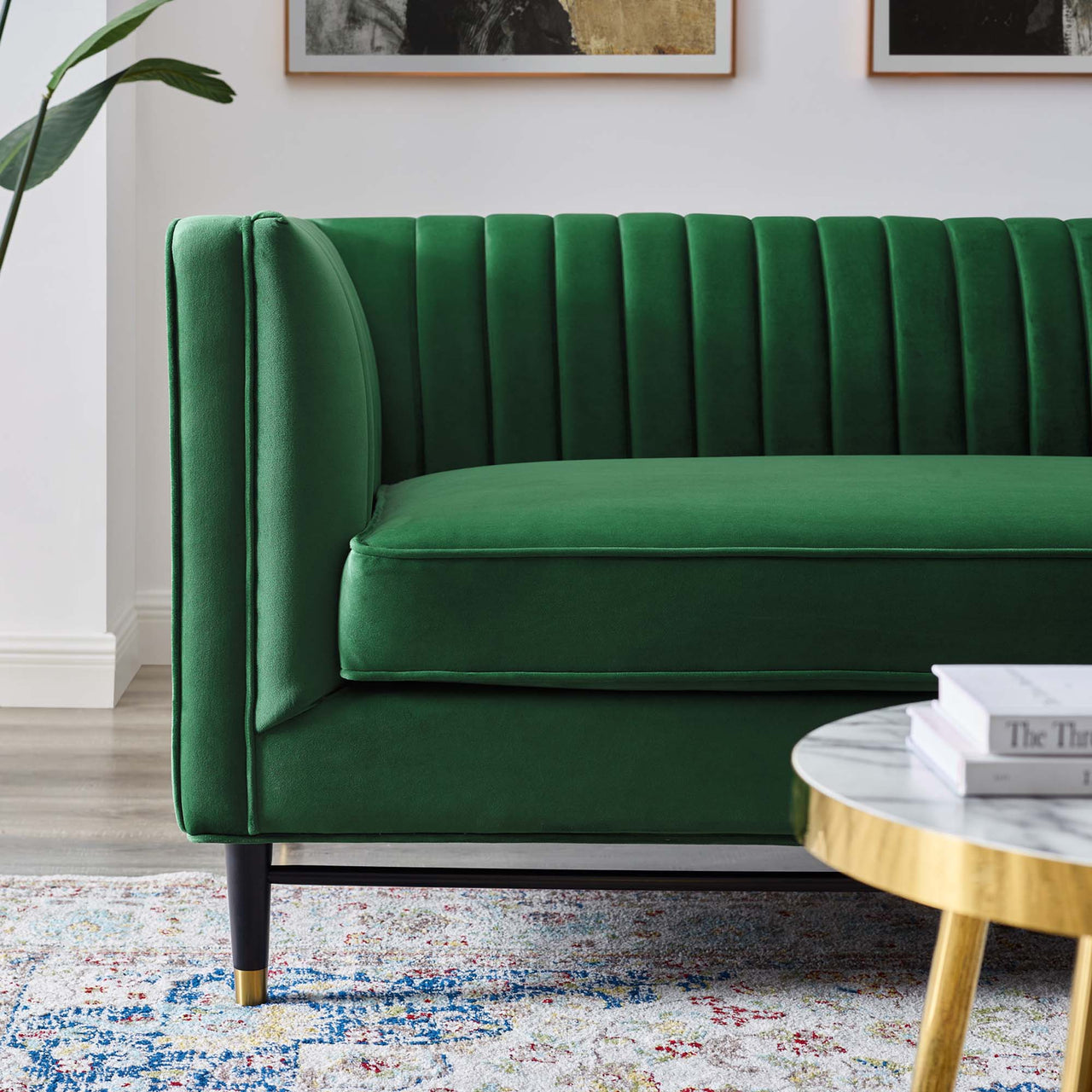 Delyra Upholstered Velvet Loveseat, Emerald