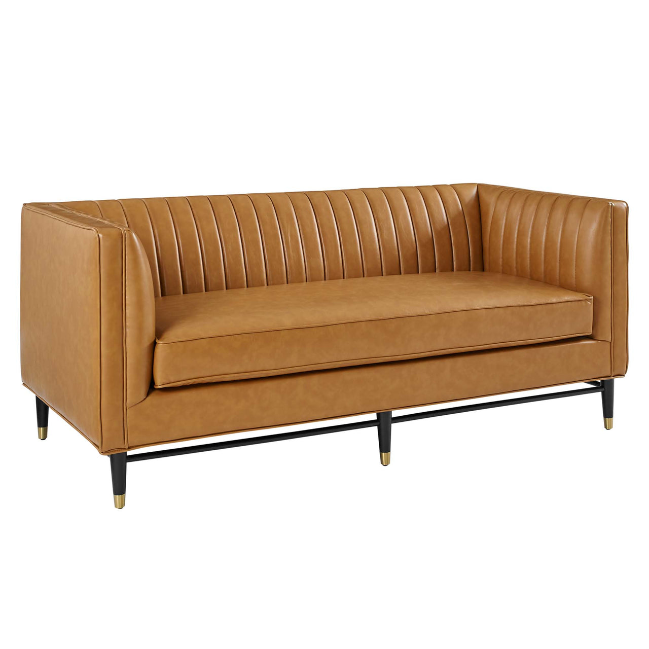 Delyra Eco-Leather Loveseat, Tan