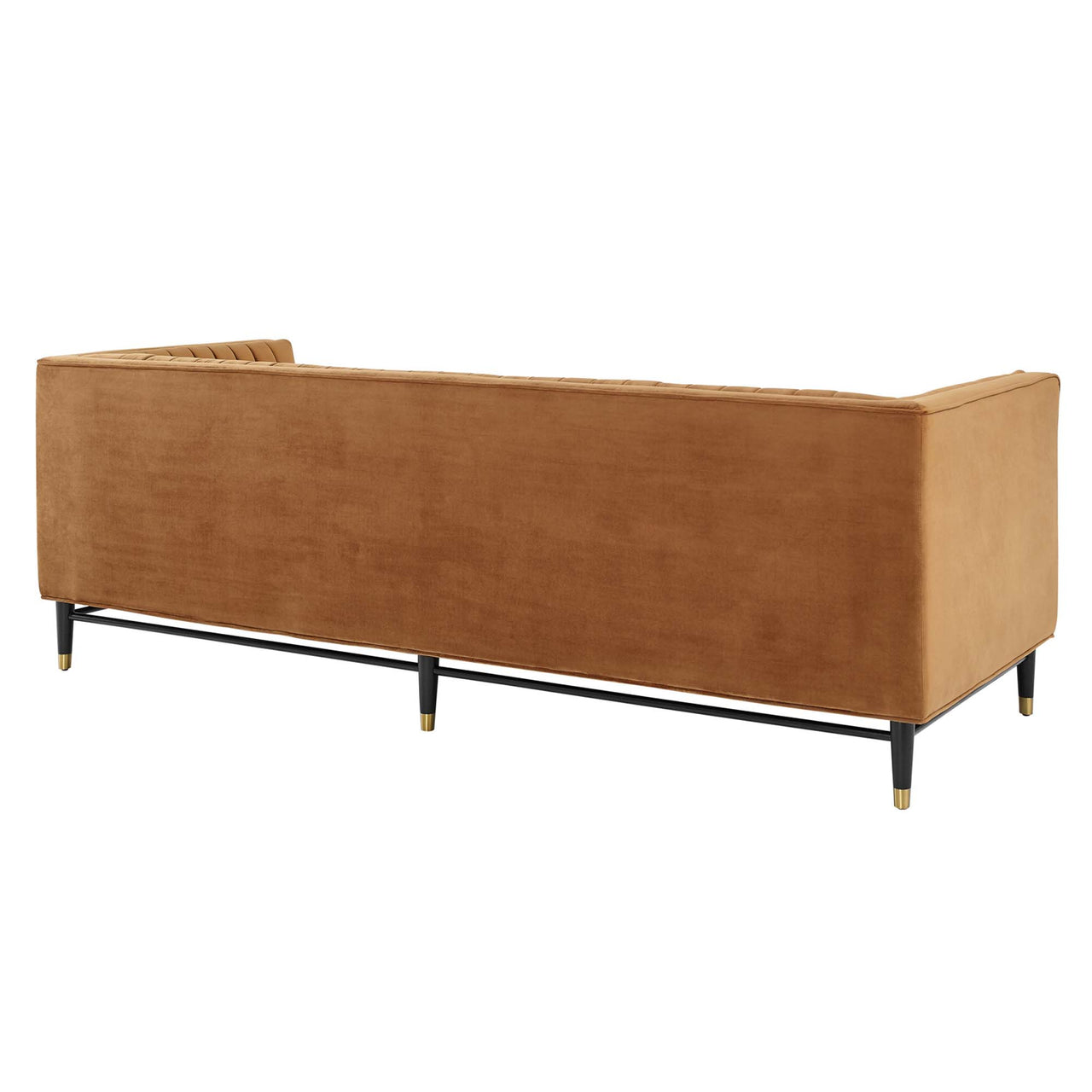 Delyra Upholstered Velvet Sofa, Cognac