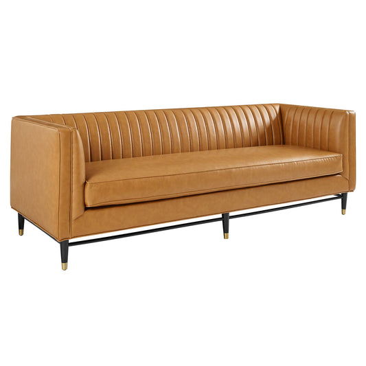 Delyra Eco-Leather Sofa, Tan