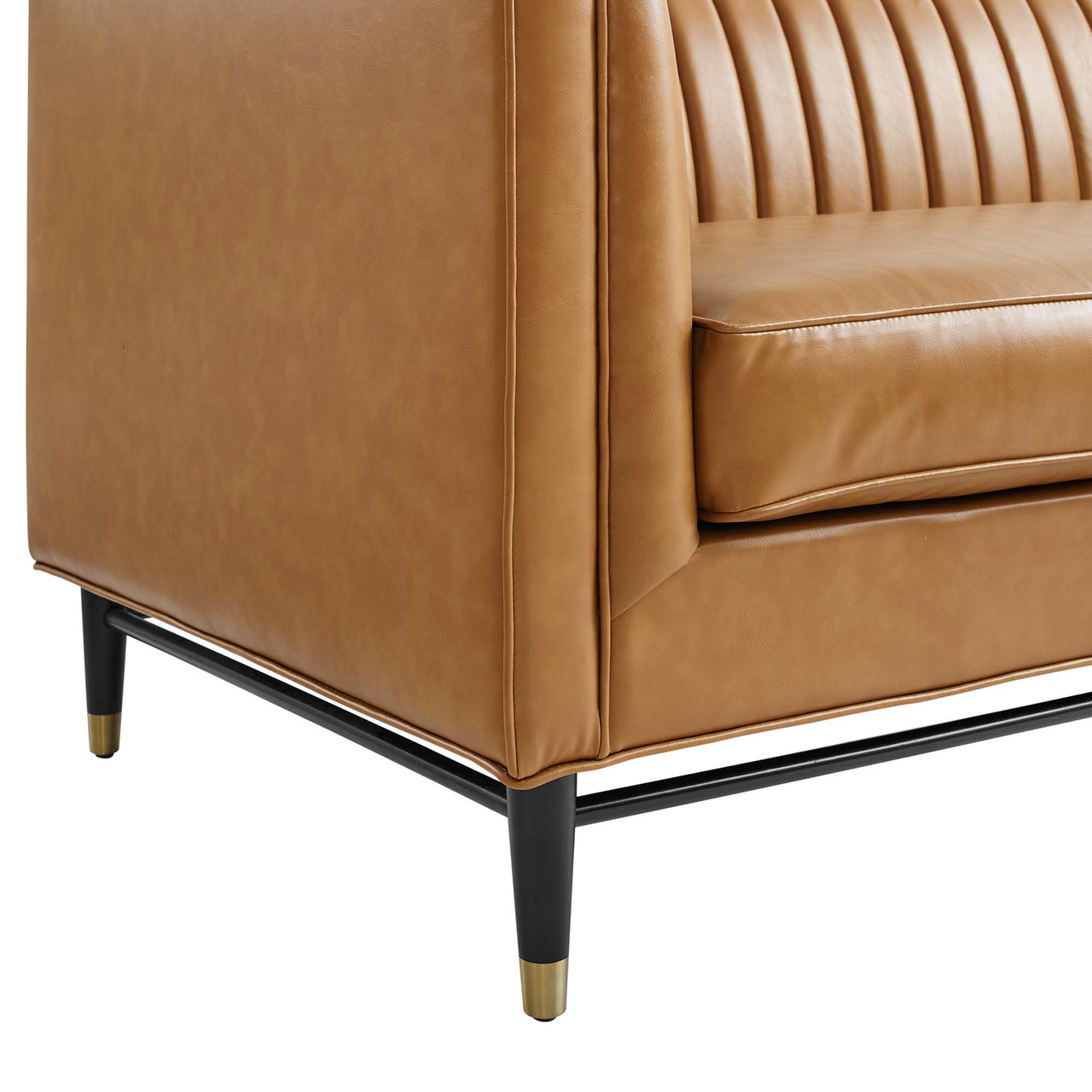 Delyra Eco-Leather Sofa, Tan