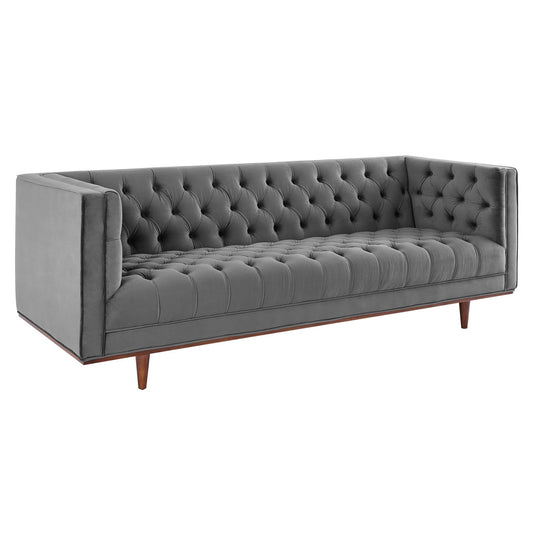 Estavale Velvet Sofa, Gray