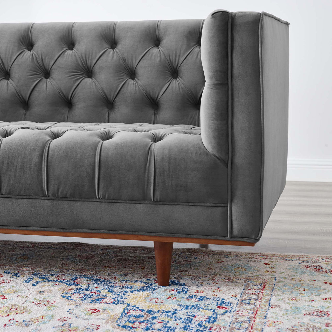Estavale Velvet Sofa, Gray