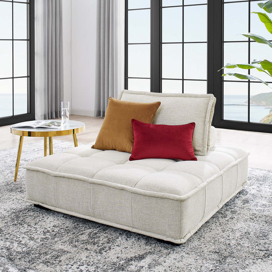 Introvert Fabric Armless Chair | Modular Sectional Component, Beige