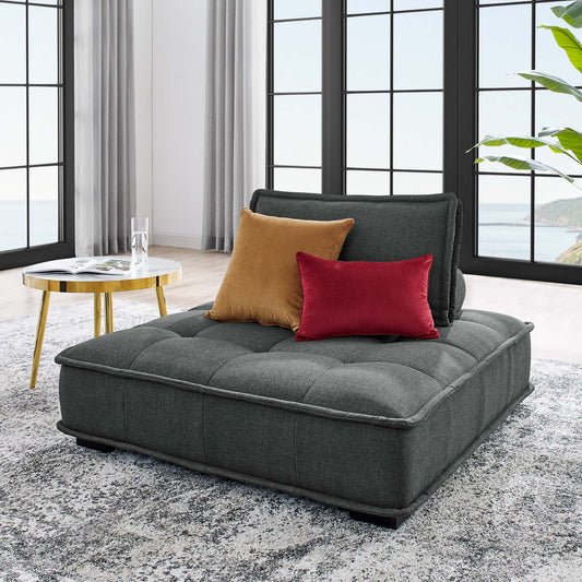 Introvert Fabric Armless Chair | Modular Sectional Component, Gray