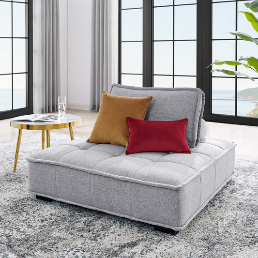 Introvert Fabric Armless Chair | Modular Sectional Component, Light Gray