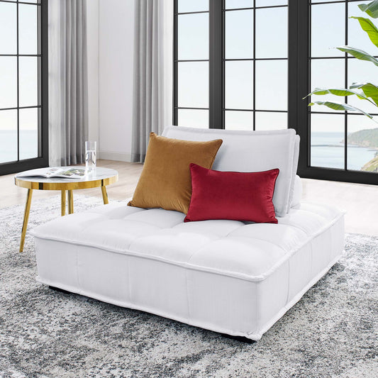 Introvert Fabric Armless Chair | Modular Sectional Component, White