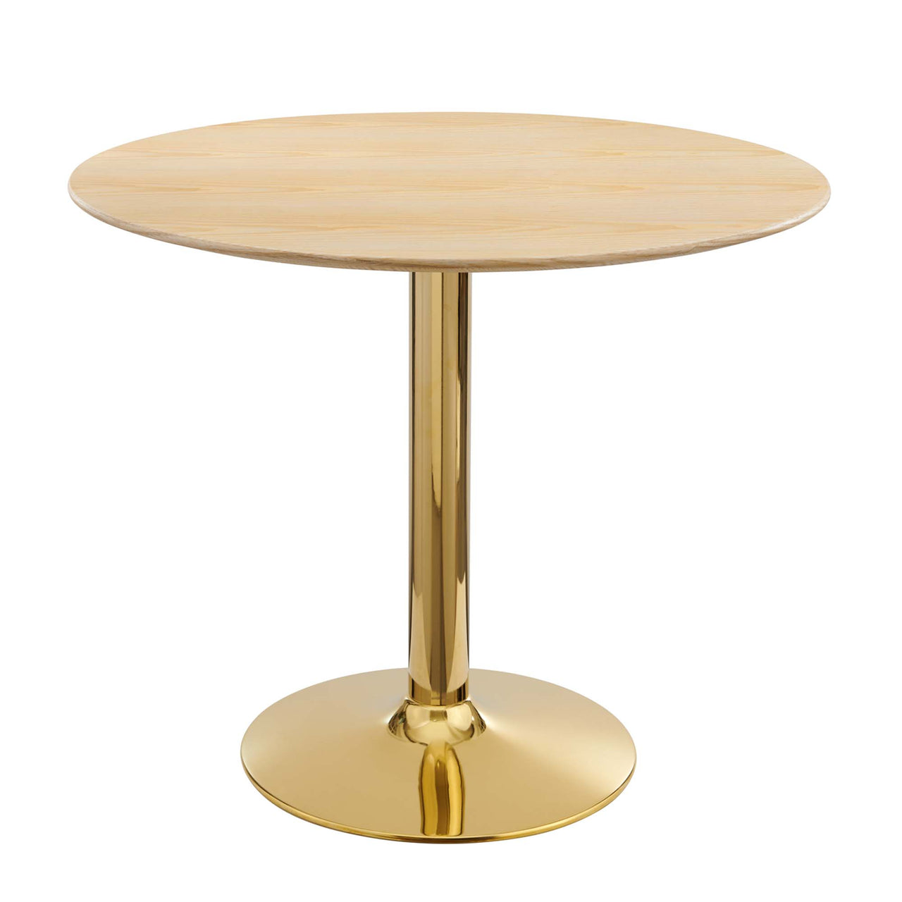 Kavrin Round Dining Table, Small, Gold & Natural Wood