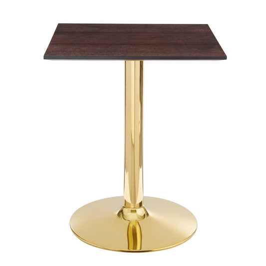 Kavrin Square Dining Table, Extra Small, Gold & Cherry Walnut
