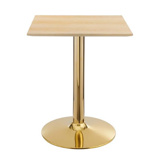 Kavrin Square Dining Table, Extra Small, Gold & Natural Wood