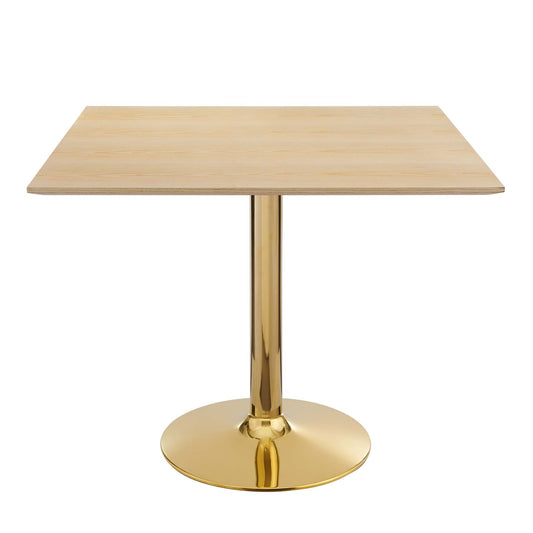Kavrin Square Dining Table, Medium, Gold & Natural Wood