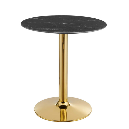 Kavrin Round Faux Marble Dining Table, Extra Small, Gold & Black