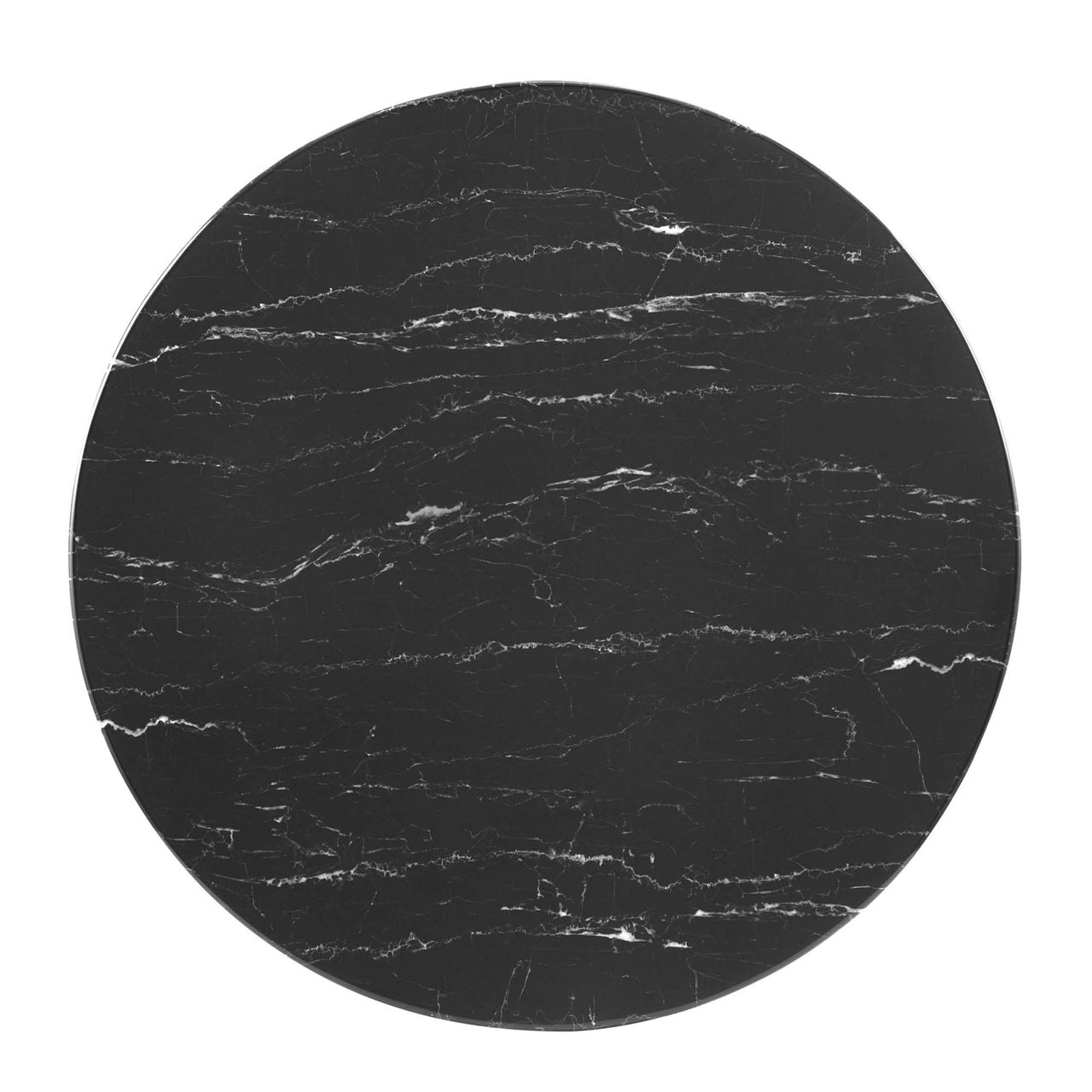 Kavrin Round Faux Marble Dining Table, Small, Gold & Black