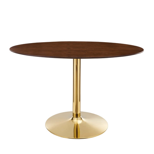 Kavrin Oval Dining Table, Medium, Gold & Walnut