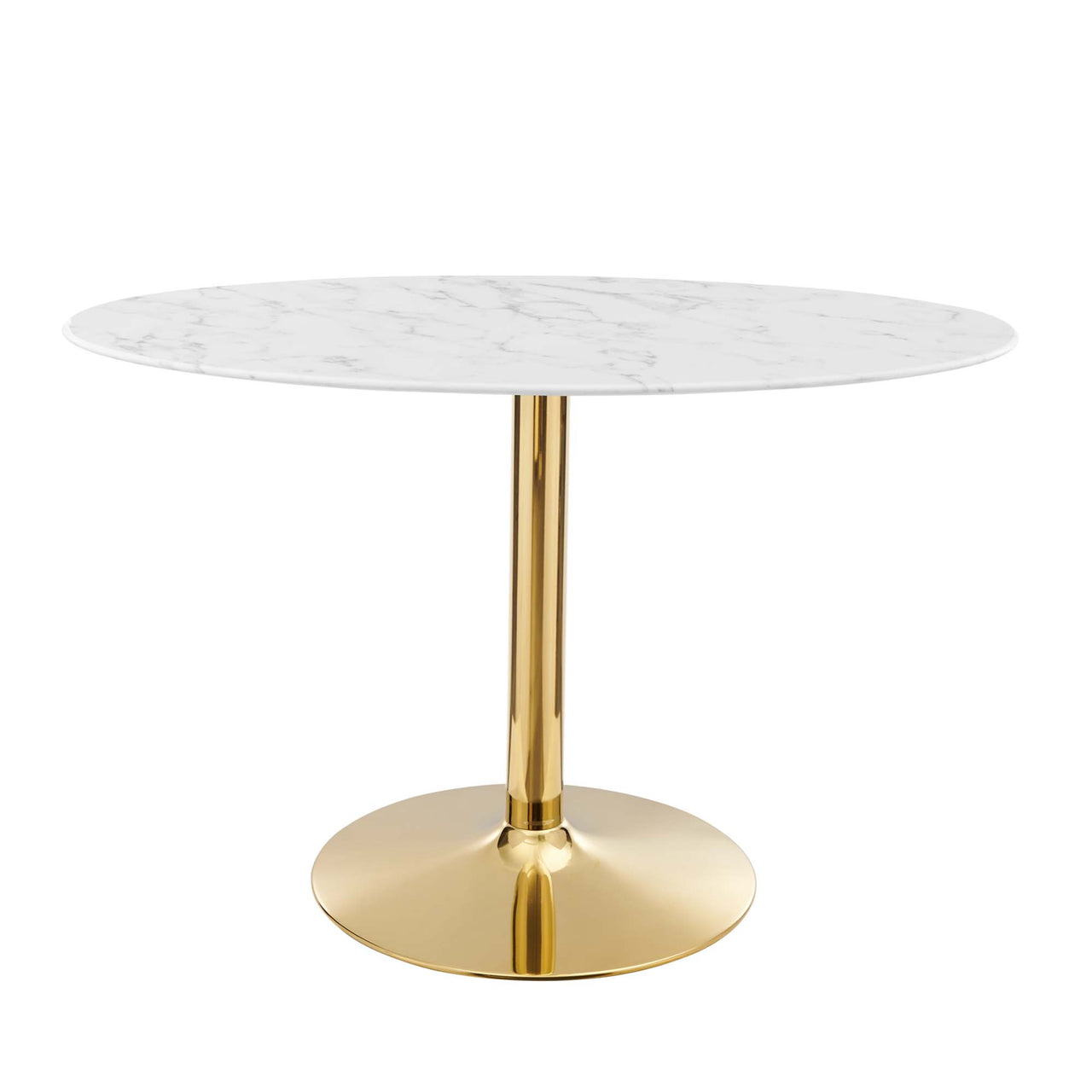 Kavrin Oval Faux Marble Dining Table, Medium, Gold & White