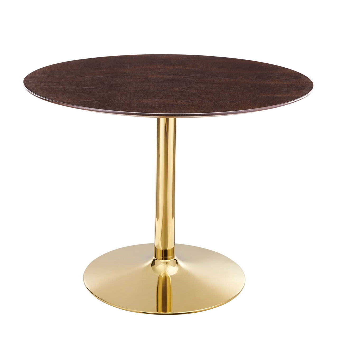 Kavrin Round Dining Table, Medium, Gold & Cherry Walnut