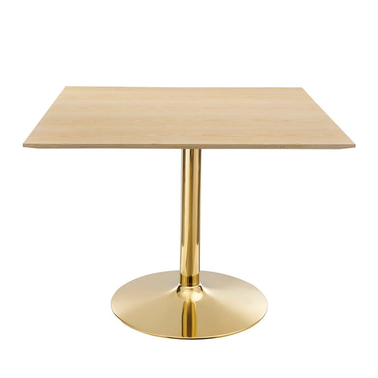 Kavrin Square Dining Table, Large, Gold & Natural Wood