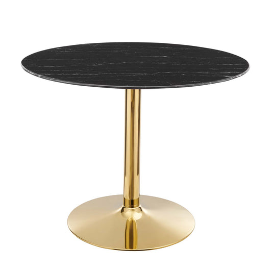 Kavrin Round Faux Marble Dining Table, Medium, Gold & Black