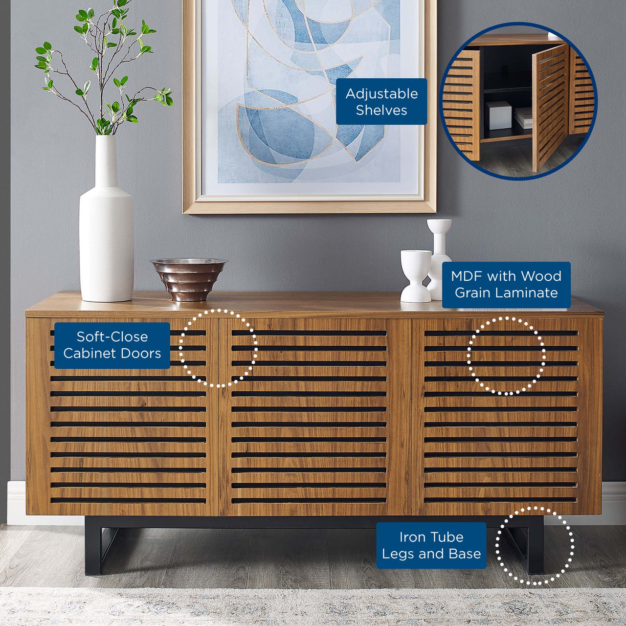 Keeper TV Stand, Small, Walnut